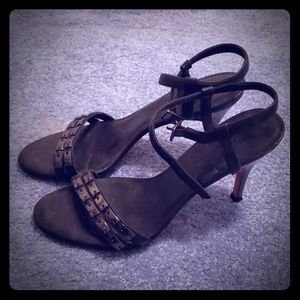 Black leather strappy heels size 6